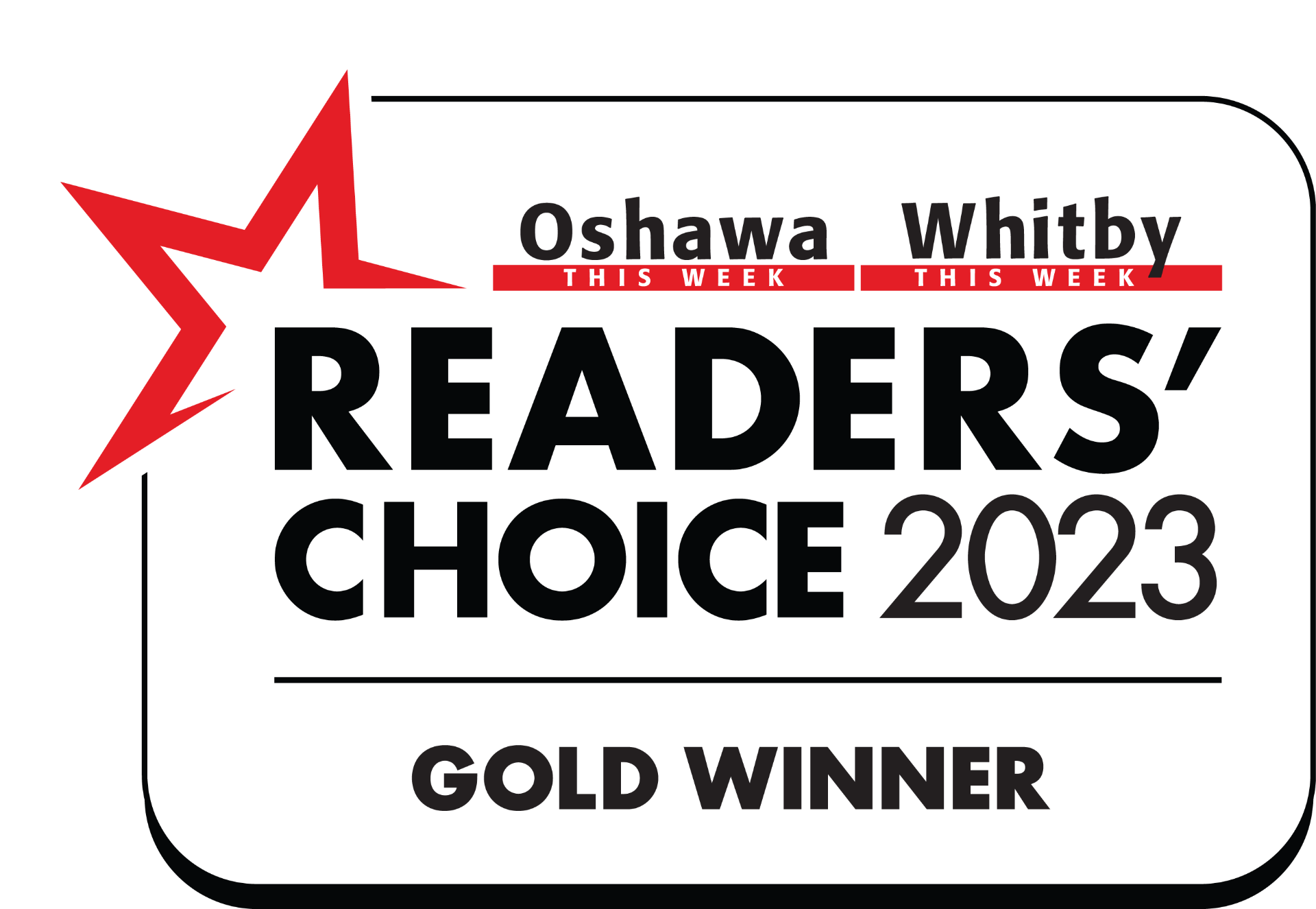 Oshawa/Whitby Readers' Choice 2023 — Gold Winner